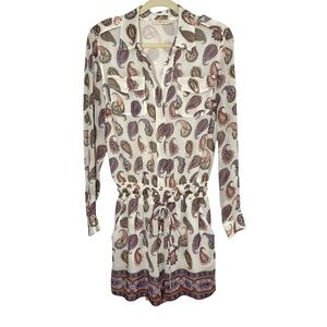 Tory Burch Medium 100% Silk Paisley Cinched Waist Dapper Border Brigitte Romper